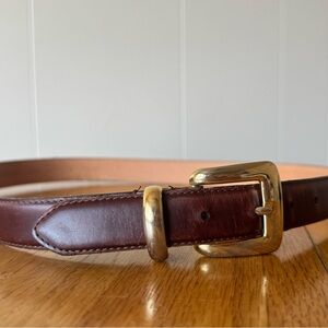 Women’s Brown Leather Belt with Gold Buckle
